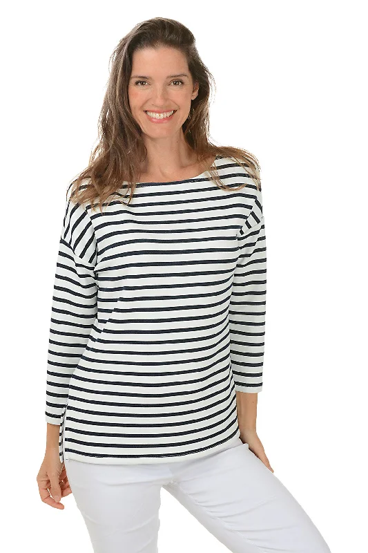 Striped Boat Neck Dolman Sleeve Top