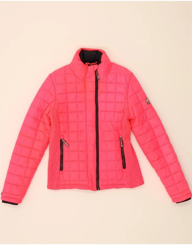 SUPERDRY Womens Padded Jacket UK 14 Medium Pink Nylon