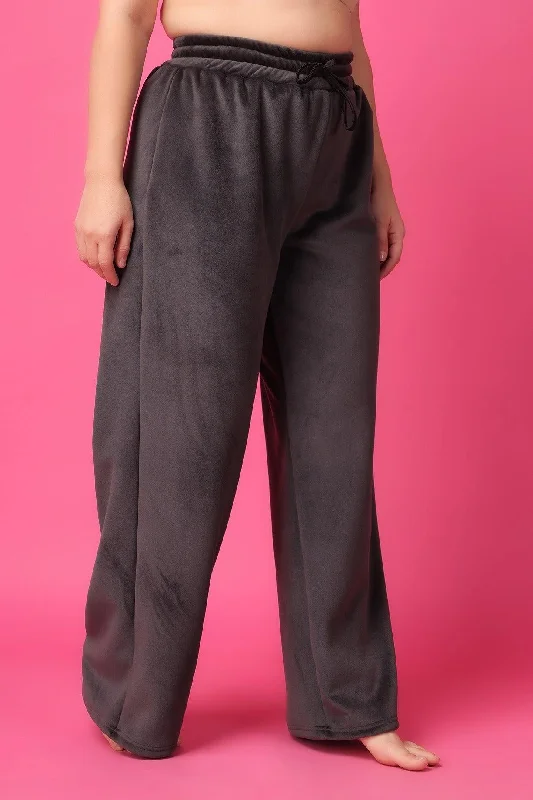 Grey Solid Slip On Pyjamas