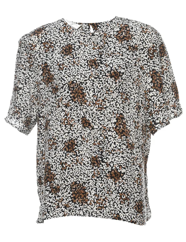 Animal Print Multi-Colour Silk Top - L