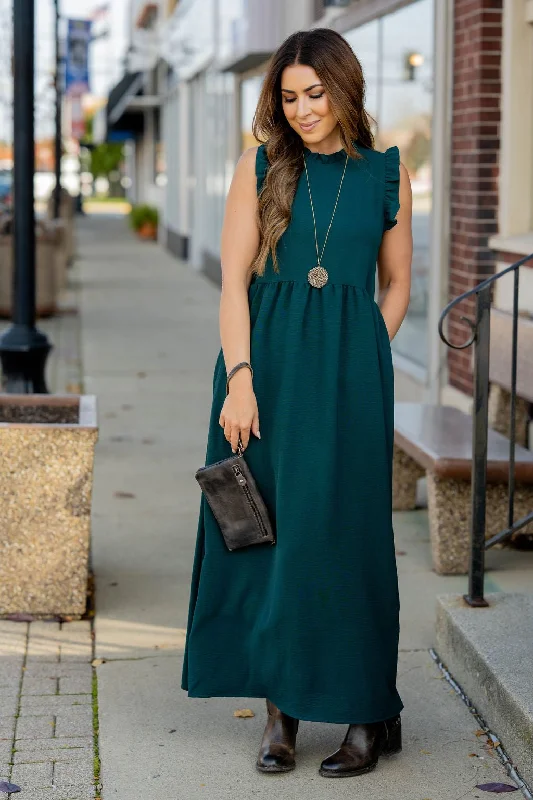 Dressy Ruffle Trim Maxi Dress