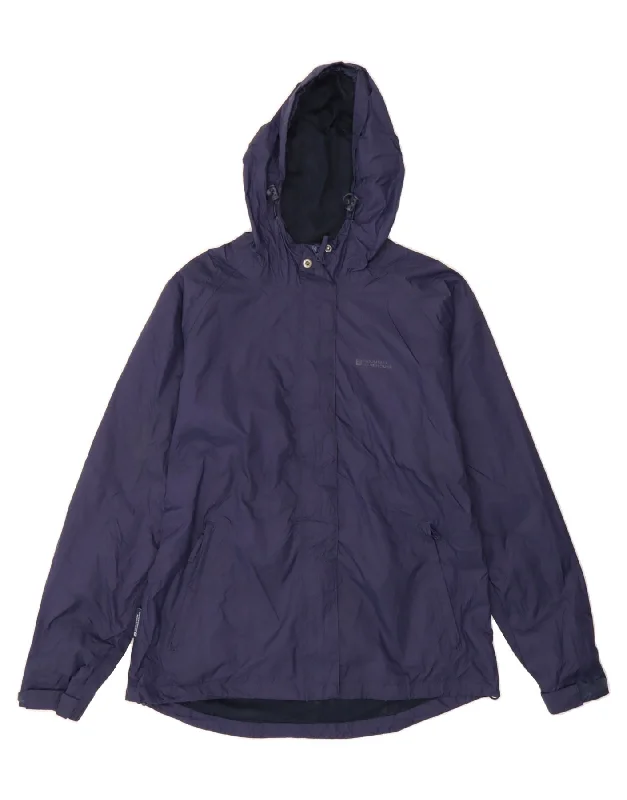 MOUNTAIN WAREHOUSE Womens Hooded Rain Jacket UK 14 Large Navy Blue Nylon