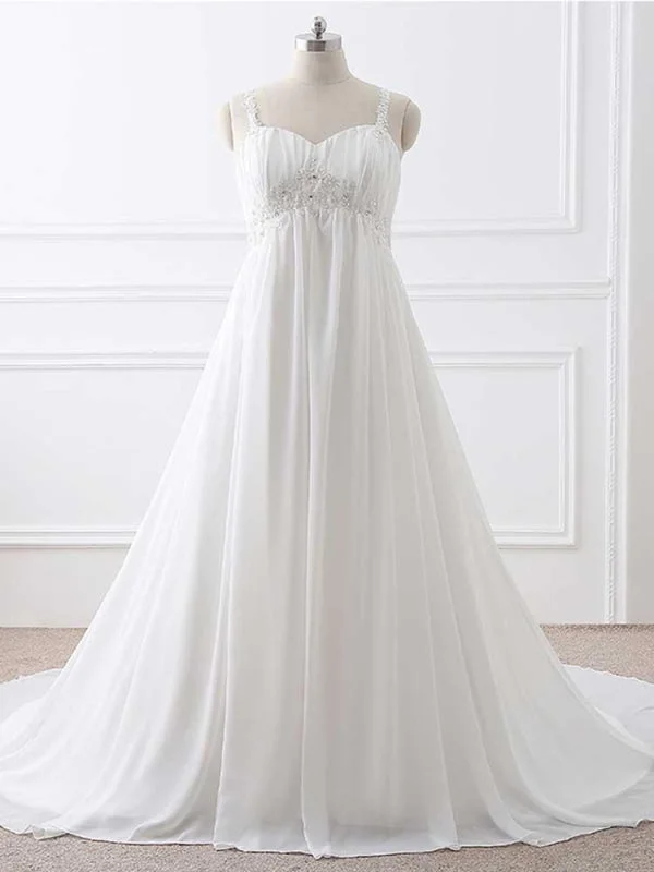 Gorgeous Spaghetti Straps A-Line Ruffles Wedding Dresses