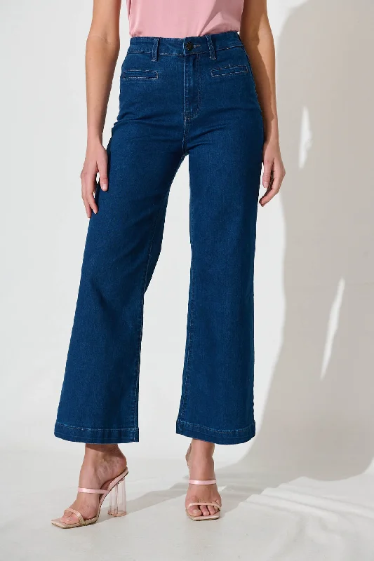 Waverley High Rise Wide Leg Jean In Dark Blue Denim