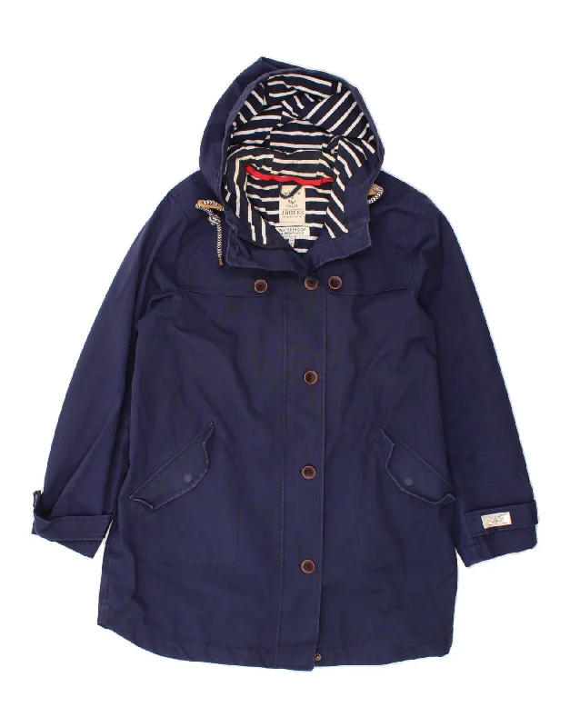 JOULES Womens Hooded Rain Jacket UK 18 XL Navy Blue Cotton