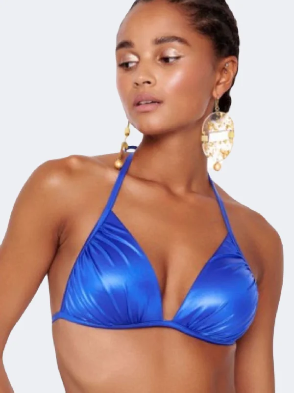 Blue Point Traingle Women Beach Bra Royal Blue