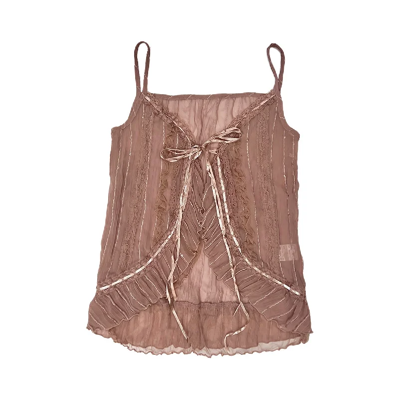 Ruffle Trim Tie Up Camisole