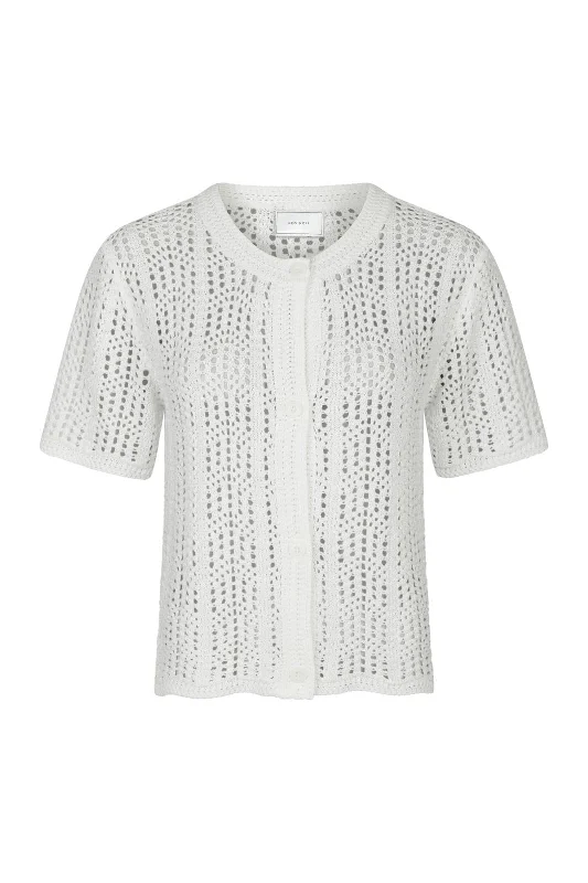 Neo Noir - Ellen Crochet Knit Cardigan 161641 - 120 - White