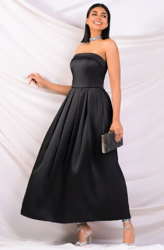 Strapless Satin Maxi Dress