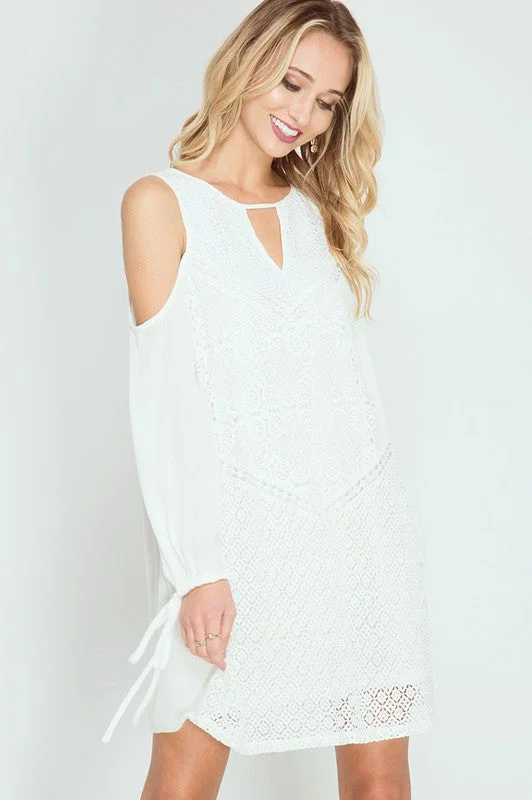 Long Sleeve Cold Shoulder Lace Dress