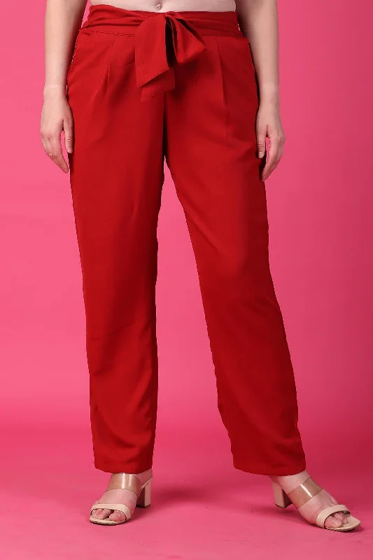 Formal Solid Pants with Belt