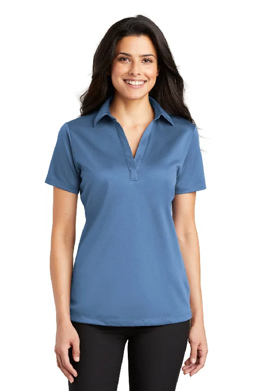 Port Authority Womens Silk Touch Performance Moisture Wicking Short Sleeve Polo Shirt - Carolina Blue