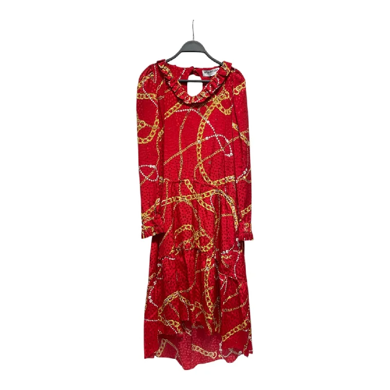 BALENCIAGA/LS Dress/34/All Over Print/Polyester/RED/GOLD CHAIN PRINT