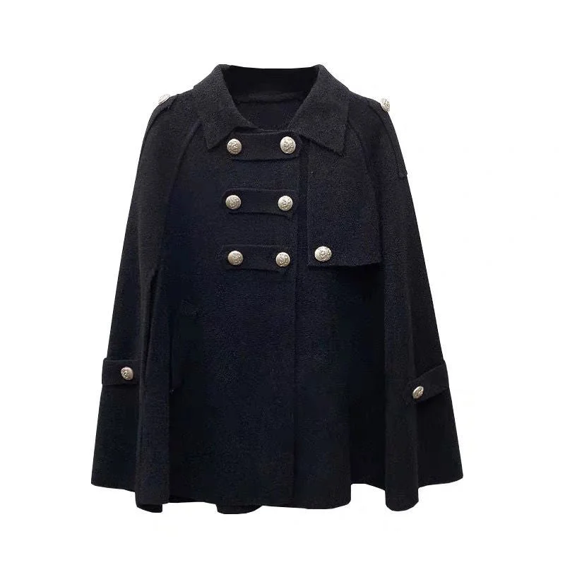 New Style Coat Cloak Women Loose Fashion Double Breasted Coat