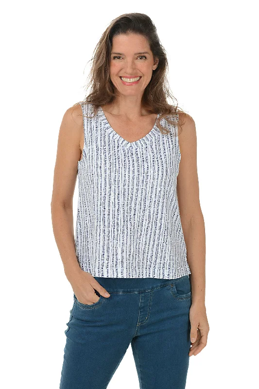 Dashed Stripes V-Neck Tank