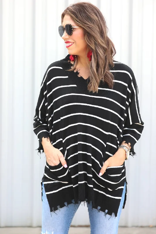 Whitney Distressed Poncho Top