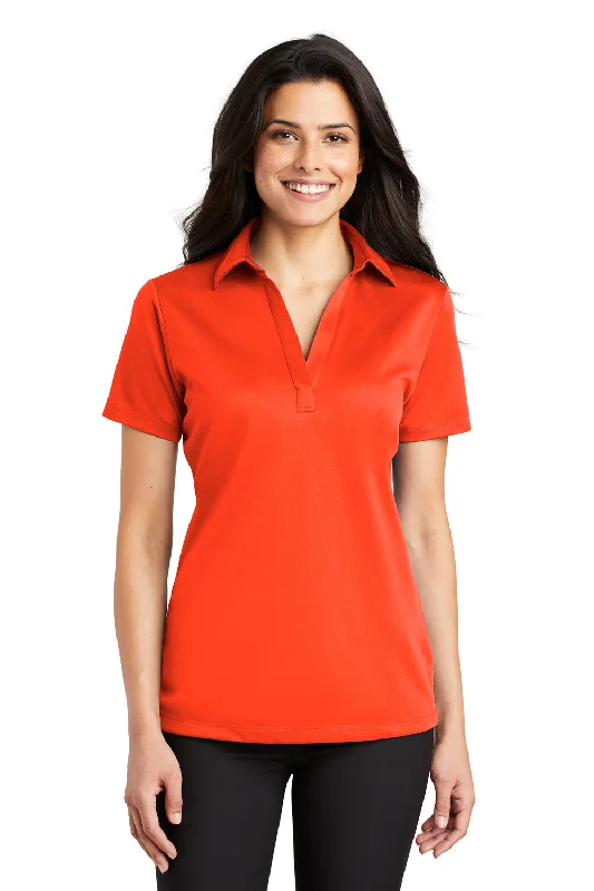 Port Authority Womens Silk Touch Performance Moisture Wicking Short Sleeve Polo Shirt - Neon Orange