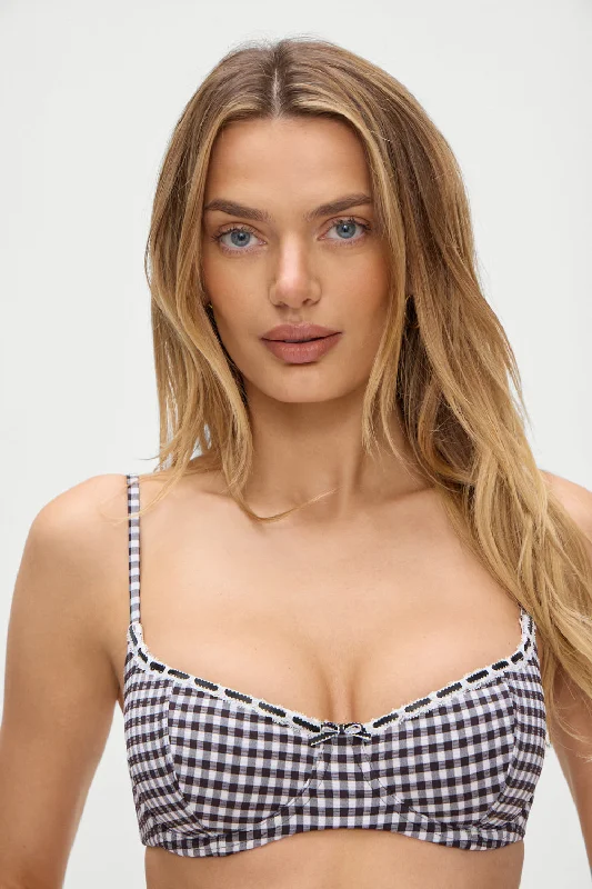 Cola Gingham Underwire Bikini Top - Blackberry Gingham