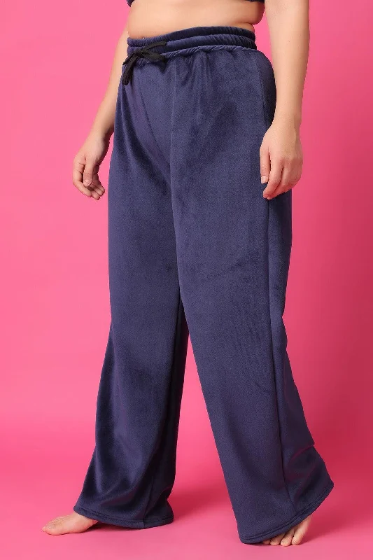 Blue Solid Slip On Pyjamas